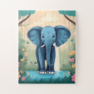 Puzzle Eléphant Bébé Bleu Whimsical,