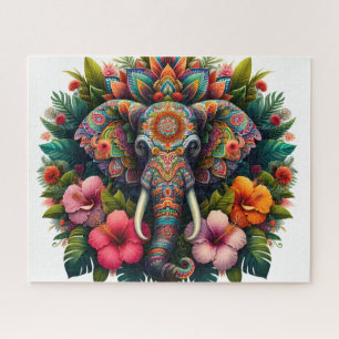 Puzzle Éléphant Bohème Floral