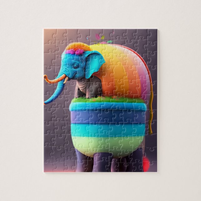 Puzzle Eléphant coloré drôle (Vertical)