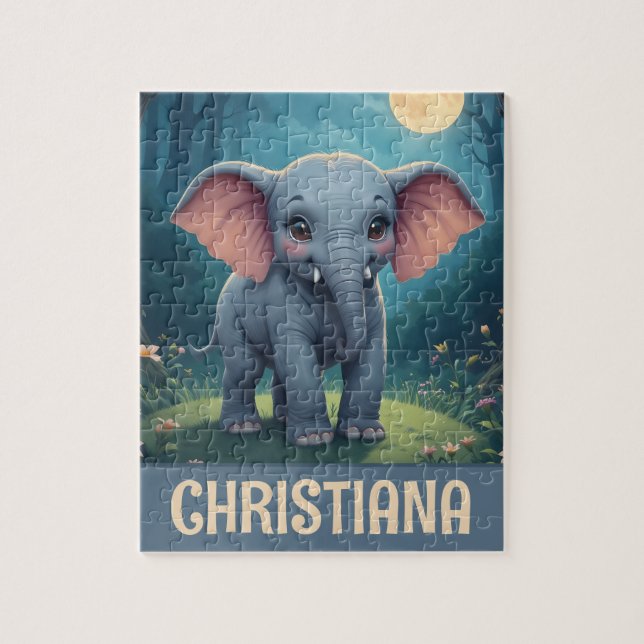 Puzzle Éléphant de bébé fantaisiste personnalisé (Vertical)