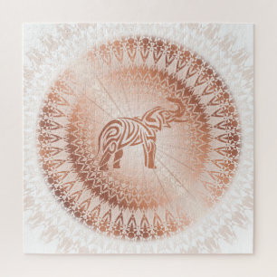 Puzzle Eléphant de Mandala Rose