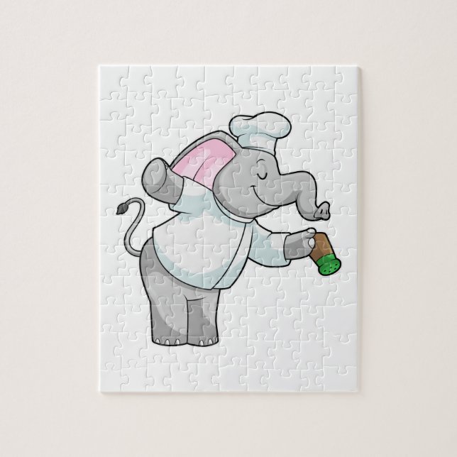 Puzzle Elephant en chef avec shaker de sel (Vertical)