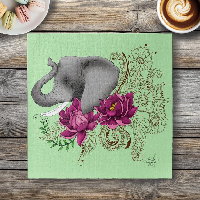 Puzzle Eléphant et henné (Créateur téléchargé)