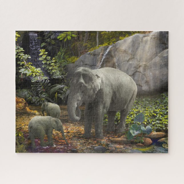 Puzzle Elephant Family RAIN FOREST PARTY (Horizontal)
