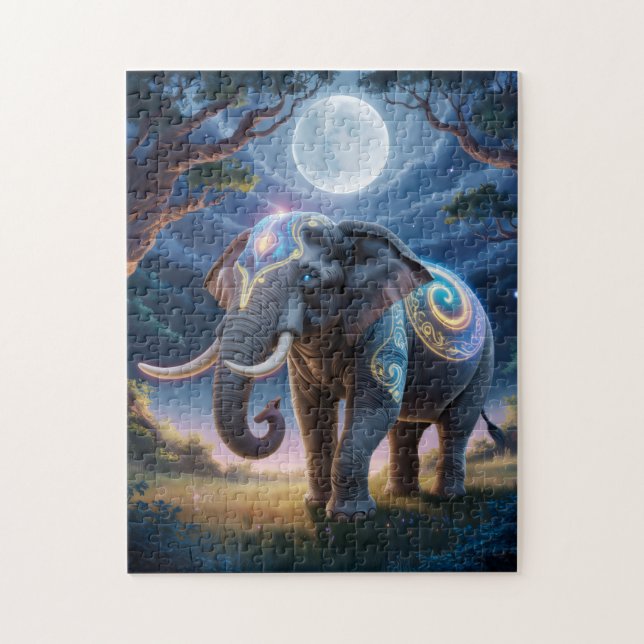 Puzzle Éléphant Gardien Lunaire (Vertical)