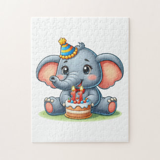 Puzzle Éléphant Mignon 11e Anniversaire