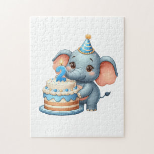 Puzzle Éléphant Mignon 2ème Anniversaire