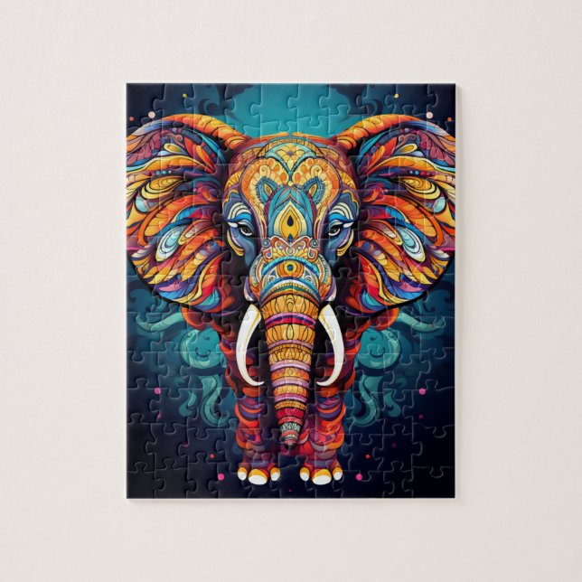 Puzzle Eléphant mignon Mandala (Vertical)