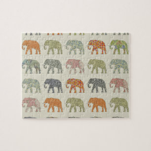 Puzzle Éléphant Motif Animal Coloré Contemporain