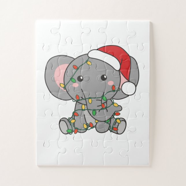 Puzzle Eléphant Noël Animaux d'hiver Eléphants Eléphants (Vertical)