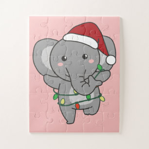 Puzzle Eléphant Noël Animaux d'hiver Eléphants Eléphants