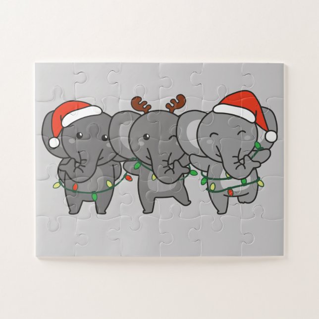 Puzzle Eléphant Noël Animaux mignons Jigsaw P (Horizontal)
