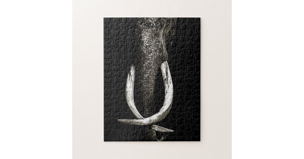 Puzzle Éléphant noir et blanc en voie de disparition | Zazzle.fr