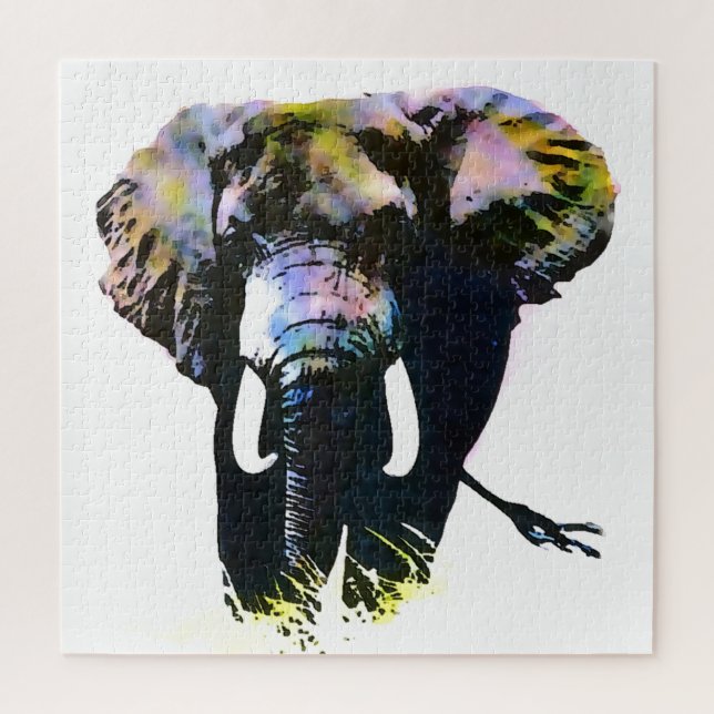 Puzzle Eléphant Pop Art - Illustration d'animal Peinture (Vertical)