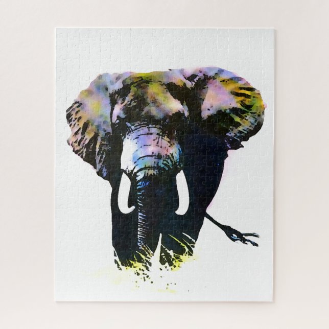 Puzzle Eléphant Pop Art - Illustration d'animal Peinture (Vertical)
