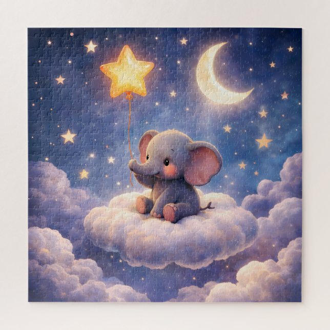 Puzzle Éléphant rêveur et étoiles de minuit 676 pièces gr (Vertical)