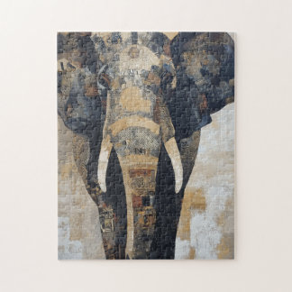 Puzzle Elephant with Benin designs on body