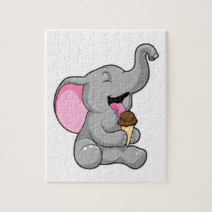 Puzzle Elephant with chocolate gaufre ice cream