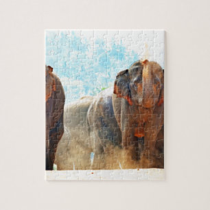 Puzzle Eléphants Animaux Safari Destinée Paix Amour