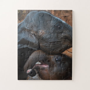 Puzzle Eléphants bébés dans l'eau souriant