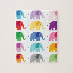 Puzzle Éléphants colorés