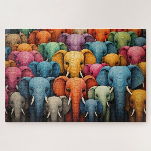 Puzzle Eléphants colorés (Horizontal)