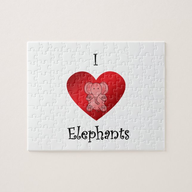 Puzzle Éléphants du coeur I en rouge (Horizontal)