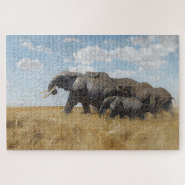 Puzzle Éléphants en migration (par Wilhelm Kuhnert) (Horizontal)