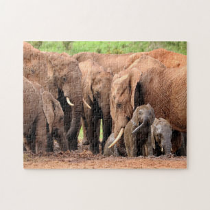 Puzzle Elephants Famille photo personnalisée