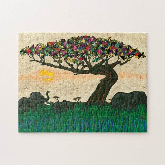 Puzzle Elephants on the Planes of Africa (Horizontal)