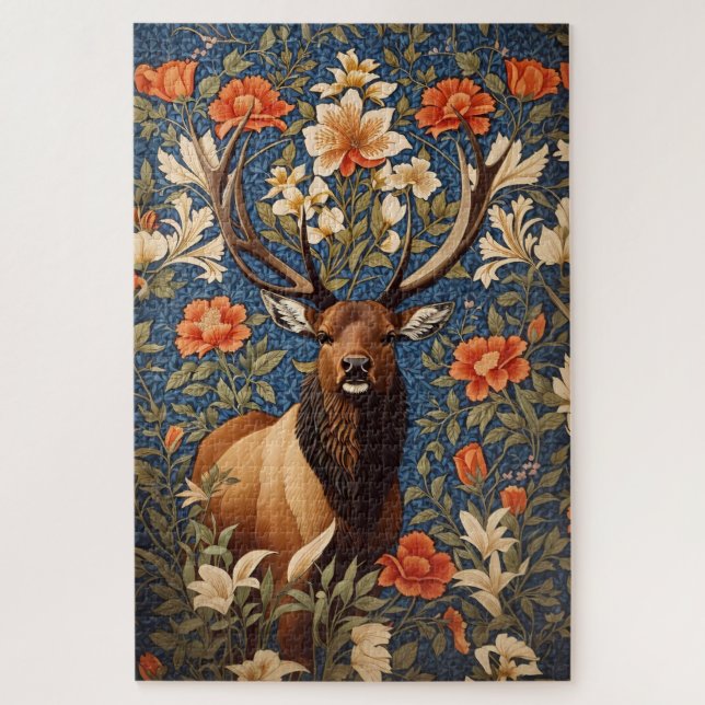 Puzzle Elk élégant William Morris Inspiré Floral (Vertical)