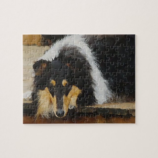 Puzzle Elle Attend Tri Color Collie (Horizontal)