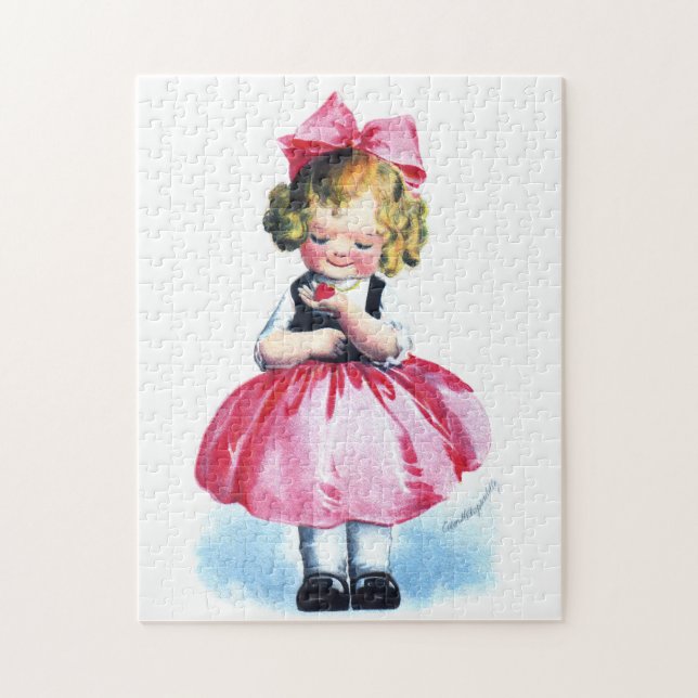 Puzzle Ellen H. Clapsaddle : Fille avec le coeur (Vertical)