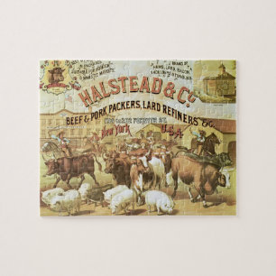 Puzzle Emballeurs de boeuf et de porc, c.1880 (litho de