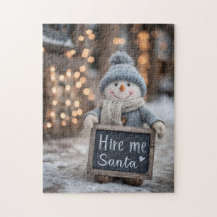 Puzzle "Embauchez-moi Père Noël" Snowman avec une pancart
