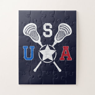 Puzzle Emblème de Crosskick - Lacrosse États-Unis Drapeau