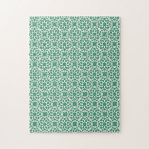 Puzzle Emerald Green Blanc géométrique Motif sans couture