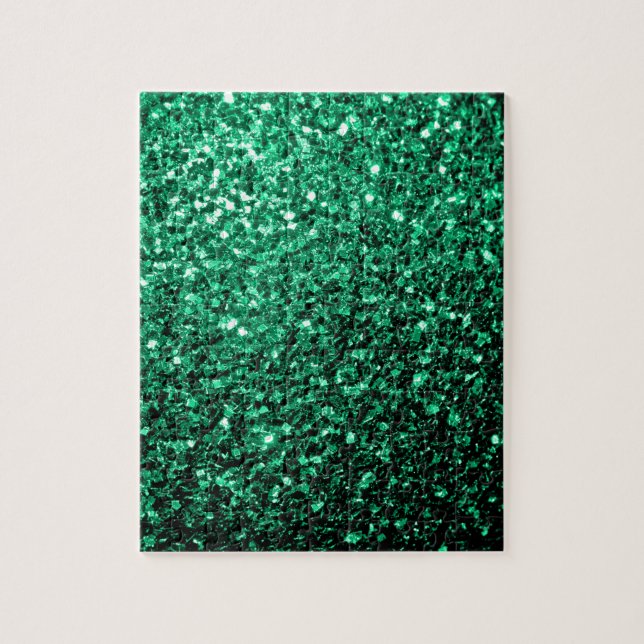 Puzzle Émeraude de parties scintillant verte (Vertical)