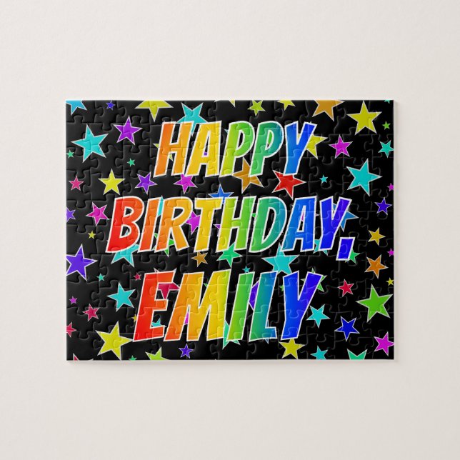 Puzzle "EMILY" First Name, Fun "HAPPY BIRTHDAY" (Horizontal)