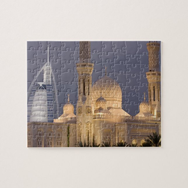 Puzzle Émirats arabes unis, Dubaï. Mosquée le soir avec B (Horizontal)