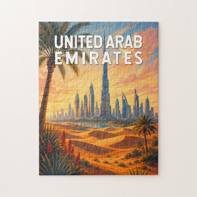 Puzzle Émirats arabes unis Illustration Voyage Art (Vertical)