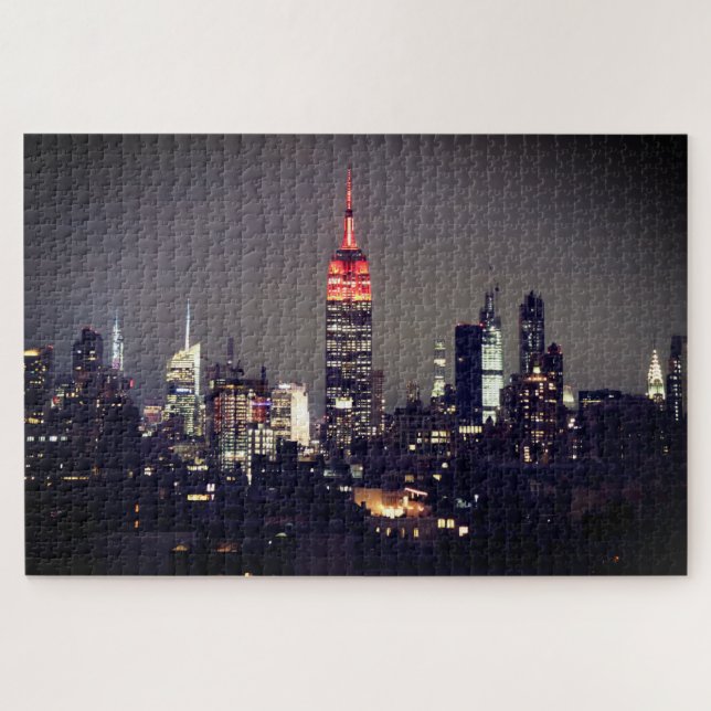 Puzzle Emp St Building à Red Night Skyline (Horizontal)