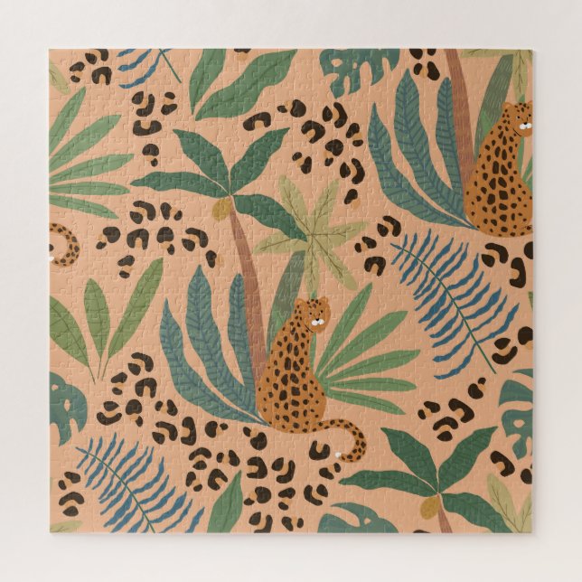 Puzzle Empreinte de léopard de la jungle : motif sans cou (Vertical)