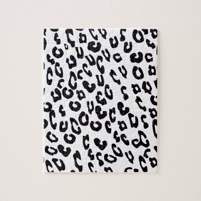 Puzzle Empreinte de léopard noir et blanc (Vertical)