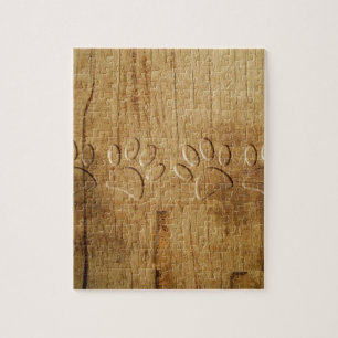 Puzzle Empreinte de patte de chien en bois sculpté