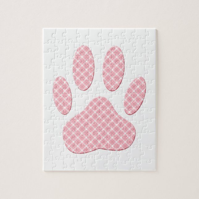 Puzzle Empreinte de patte Tartan Rose Et Blanc (Vertical)