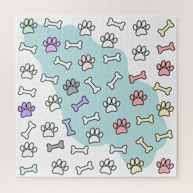 Puzzle Empreintes de pattes De Chien Et Motif D'Art Des O (Vertical)