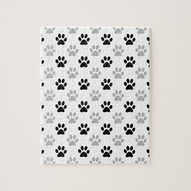 Puzzle Empreintes de pattes de chiots noirs et blancs (Vertical)