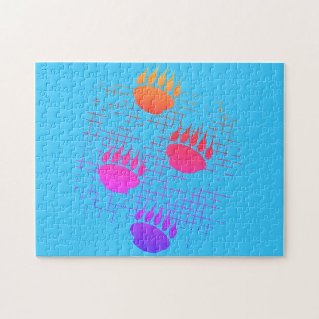 Puzzle Empreintes de pattes De Cub Ours Sur Arrière - pla (Horizontal)