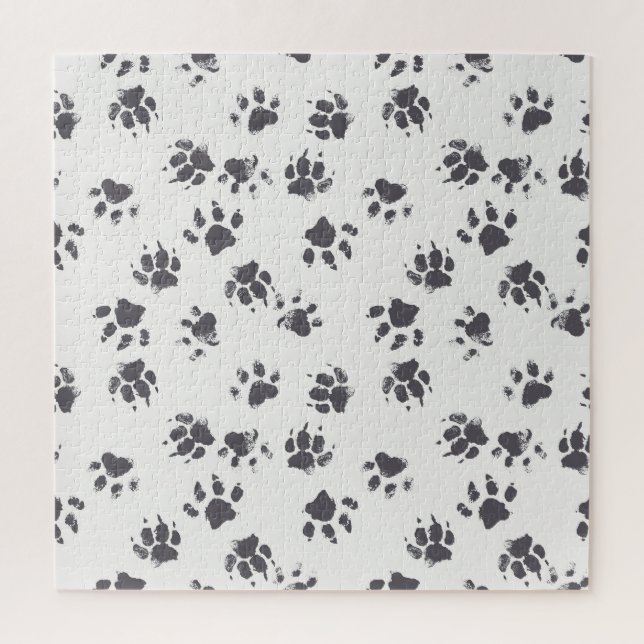 Puzzle Empreintes Paw : Chien Monochrome Sans Seamless. (Vertical)
